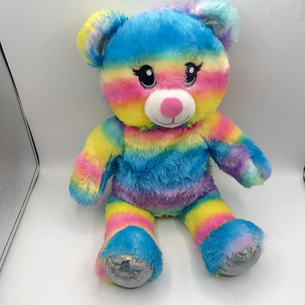 Build-A-Bear RAINBOW STRIPE 17" Sparkle Sherbet Bear BAB Toy Plush